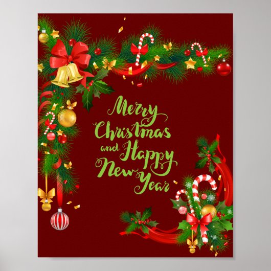 Vrolijk kerstfeest en nieuwjaar Poster (Voorkant)