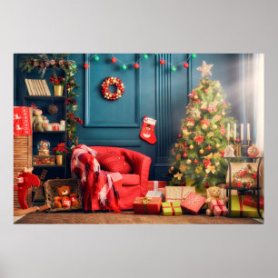 Vrolijk kerstfeest en Prettige feestdagen! Een moo Poster