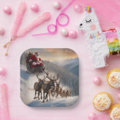 Vrolijk kerstfeest en rendier papieren bordje (Feest)