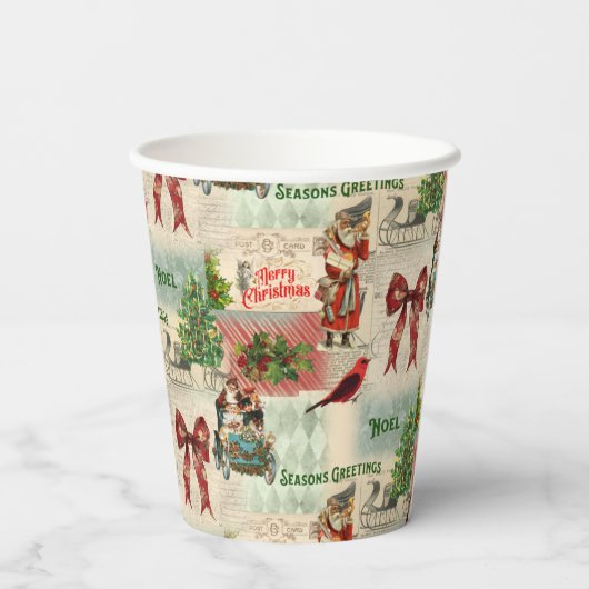 Vrolijk kerstfeest en Seizoenen Papieren Bekers (Achterkant)