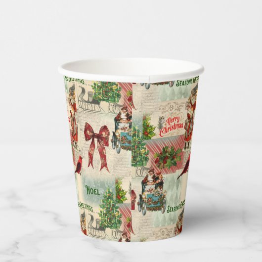 Vrolijk kerstfeest en Seizoenen Papieren Bekers (Rechts)