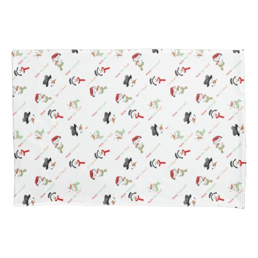Vrolijk kerstfeest en Snowman Pillowcases Kussensloop (Voorkant)