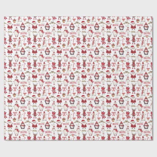 Vrolijk kerstfeest en vrienden cadeaupapier (Vlak)