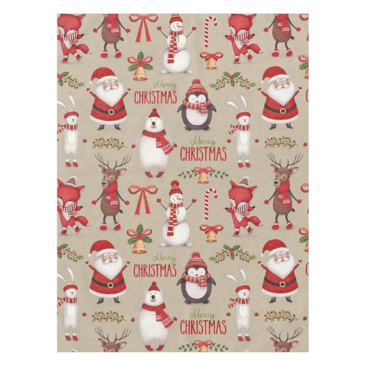 Vrolijk kerstfeest en vrienden tafelkleed (Voorkant)