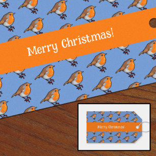 vrolijk kerstfeest! Europees Robin rood borstpatro Cadeaulabel