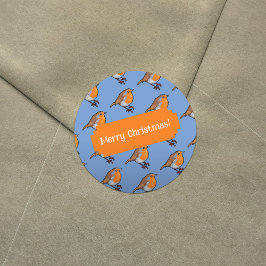 vrolijk kerstfeest! Europees Robin rood borstpatro Ronde Sticker