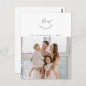 Vrolijk kerstfeest, familiefoto, hedendaags script briefkaart (Voorkant / Achterkant)