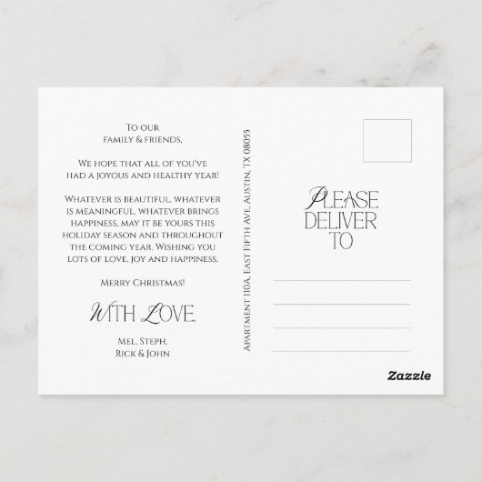 Vrolijk kerstfeest familiefoto, modern elegant briefkaart (Achterkant)