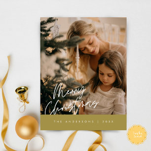 Vrolijk Kerstfeest Familiefoto, Navy Blue Briefkaart