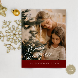 Vrolijk Kerstfeest Familiefoto, Navy Blue Briefkaart