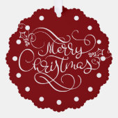 Vrolijk Kerstfeest Fancy Script Foto Aangepaste Kl Ornament Kaart (Voorkant)