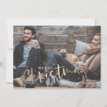 Vrolijk Kerstfeest Faux Goud Vakantie Fotokaart