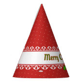 Vrolijk kerstfeest, faux witte kant, polka dot roo feesthoedjes (Links)