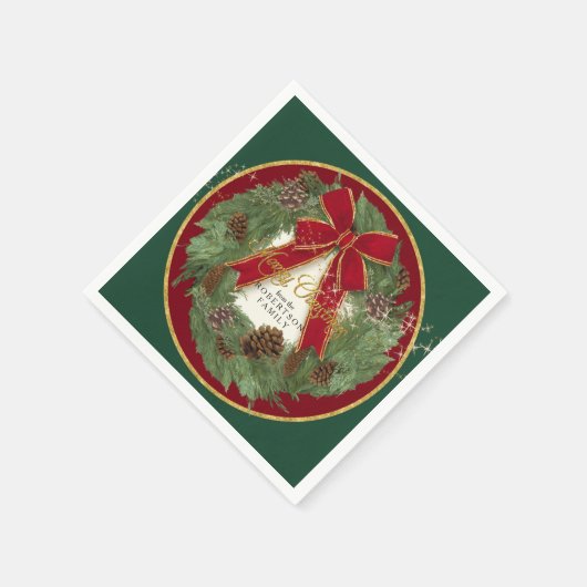 Vrolijk Kerstfeest Feest Decor Pine Krans Servetten (Hoek)