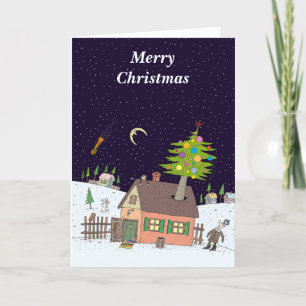 Vrolijk kerstfeest feestdagen kaart