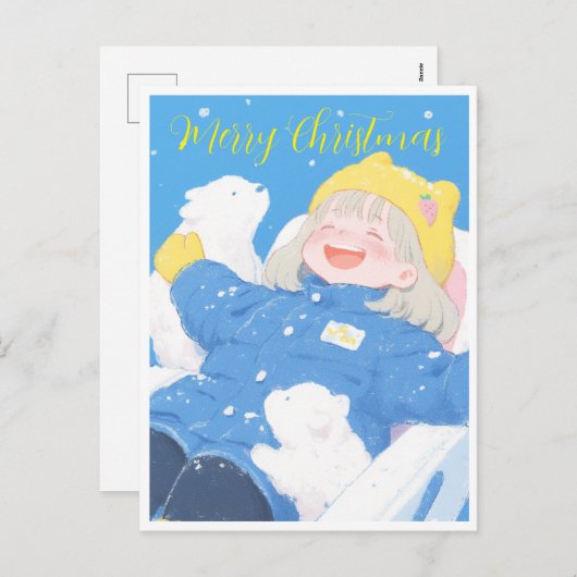 Vrolijk kerstfeest feestdagenkaart (Voorkant / Achterkant)