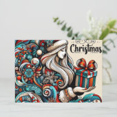 Vrolijk kerstfeest feestdagenkaart (Staand voorkant)