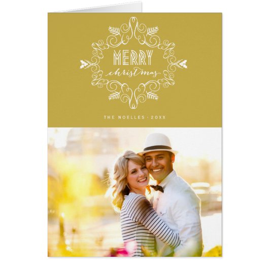 Vrolijk Kerstfeest Feestelijk gebladerte Art Deco  (Voorkant)