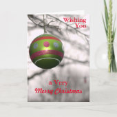 Vrolijk Kerstfeest Feestelijk Groen Rood Bal Ornam Feestdagen Kaart (Voorkant)