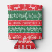 Vrolijk kerstfeest: feestelijk patroon. blikjeskoeler (Achterkant)