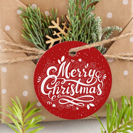 Vrolijk Kerstfeest Feestelijk Rood en Wit Custom Bedankjes Labels