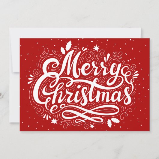 Vrolijk Kerstfeest Feestelijk Rood en Wit Custom Feestdagenkaart (Voorkant)