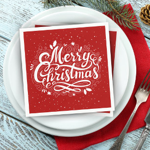 Vrolijk Kerstfeest Feestelijk Rood en Wit Servet