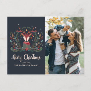 "Vrolijk kerstfeest" Feestelijke hertenkerst Feestdagenkaart
