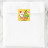 Vrolijk Kerstfeest Feestelijke Santa Cupcake Vierkante Sticker (Tas)