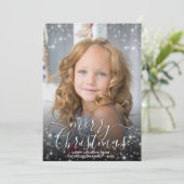 Vrolijk Kerstfeest Feestelijke Sparkles Foto Overl Feestdagenkaart (Staand voorkant)