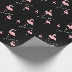 Vrolijk kerstfeest Flamingo Black Roze Buffalo Pse Cadeaupapier