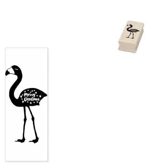 "Vrolijk kerstfeest" Flamingo Rubber stempel, met  Rubberstempel (Gestempeld)