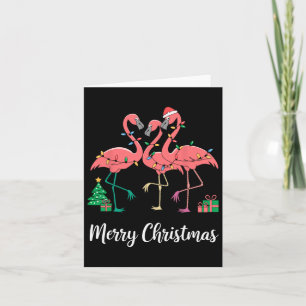 Vrolijk kerstfeest Flamingo Santa Hat-kerstmis Kaart