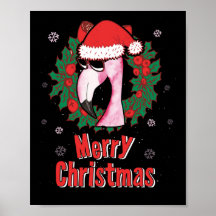 Vrolijk kerstfeest Flamingo Santa Hat Zonnebrillen