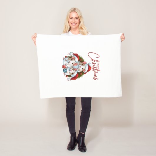 Vrolijk kerstfeest fleece deken (In situ)