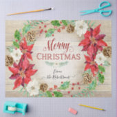 Vrolijk kerstfeest Floral Wreatscript Typografie Tissuepapier (Craft)