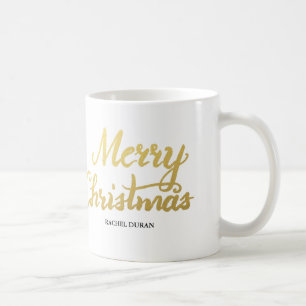 Vrolijk Kerstfeest folie glitter borstel script mo Koffiemok