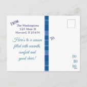 Vrolijk kerstfeest Foto Blauw Briefkaart (Achterkant)