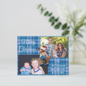 Vrolijk kerstfeest Foto Blauw Briefkaart (Staand voorkant)