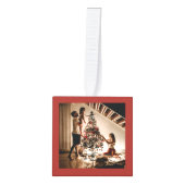 Vrolijk kerstfeest Foto Cube Red Kubus Ornament (Voorkant)