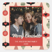 Vrolijk Kerstfeest Foto Midden-Eeuw Modern Sticker (Voorkant)