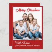 Vrolijk kerstfeest Foto Modern Red Feestdagenkaart (Voorkant / Achterkant)