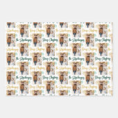 Vrolijk Kerstfeest Foto Script Naam Gold Green Inpakpapier Vel (Voorkant)
