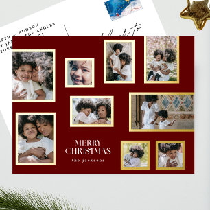 vrolijk kerstfeest Fotocollage Klassiek rood Folie Feestdagen Briefkaart
