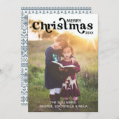 Vrolijk kerstfeest fotokaart | verticaal, zwart kaart (Voorkant / Achterkant)