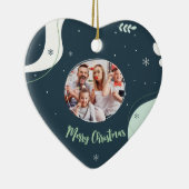 Vrolijk kerstfeest Foto's sneeuw, pastel, hart Keramisch Ornament (Rechts)