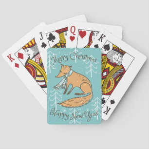 Vrolijk kerstfeest Fox Cozy Speelkaarten