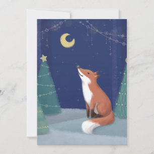 Vrolijk kerstfeest: Fox Illustration Art Feestdagenkaart