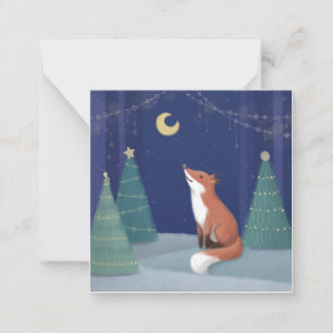 Vrolijk kerstfeest: Fox Illustration Art Notitiekaartje