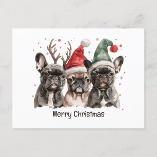 Vrolijk Kerstfeest Franse Bulldog Rendieren Honden Feestdagenkaart